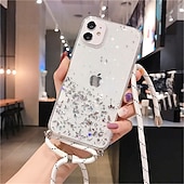 economico Cover per iPhone-telefono Custodia Per iPhone 15 Pro Max Plus iPhone 14 13 12 11 Pro Max Mini X XR XS Max 8 7 Plus Per retro Crystal Clear per le donne ragazza con cordino Glitter scintillanti Resistente agli urti TPU