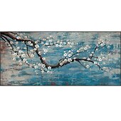 cheap Floral/Botanical Paintings-Oil Painting Hand Painted Horizontal Panoramic Landscape Floral / Botanical Modern Rolled Canvas (No Frame)