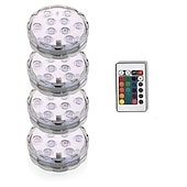 cheap Underwater Lights-Outdoor Submersible Lights Underwater Swimming Pool Lights Waterproof Remote Control 4pcs 3W RGB 5.5V Suitable for Vases Aquariums 10 LED Beads