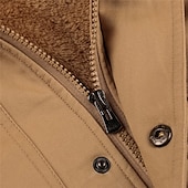 baratos Jaquetas Cargo-Homens Casaco de inverno Blusão Jaqueta Tática Diário Com Cordão Outono &amp; inverno Cor Sólida Básico Com Capuz Grossa Padrão Algodão Ajuste Largo Preto Verde Tropa Cáqui Casaco