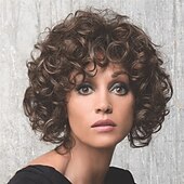 cheap Black &amp; African Wigs-Brown Wigs for Women Heat Resistant Synthetic Wig Curly Wig Short Wigs Comfy Party Daily Wigs