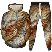abordables Motif 3D-Homme Femme Ensemble de sweats à capuche 3D Bleu Dorée Arc-en-ciel Orange Marron Capuche Graphic 3D Motif Galaxie 2 Pièces Poche avant du quotidien 3D effet Motifs 3D Casual Vêtement Tenue Pulls