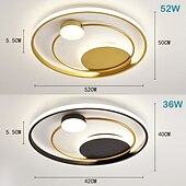 billige Taklamper med dimming-ledet taklampe 42cm 52cm nordisk kunst akryl ledet soverom taklampe gull svart sirkulær multi sirkel led taklampe luksus ac220v