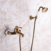 ieftine Robinete de Duș-robinet de duș / set de sistem de cap de duș cu efect de ploaie - duș de mână inclus extracție stil vintage / alamă antică de țară / montare galvanizată în exterior supapă ceramică baterii de duș