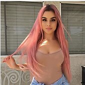 economico Parrucche trendy sintetiche-parrucche marroni per le donne parrucche bionde lunghe oro chiaro parrucche rosa ombre capelli sintetici capelli evidenziati parrucche scure radici 26 pollici