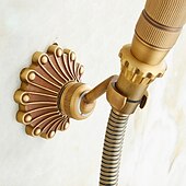 cheap Bathtub Faucets-Bathtub Faucet - Retro Antique Brass Wall Installation Ceramic Valve Bath Shower Mixer Taps / Country / Single Handle / Yes / Rain Shower / Handshower Included