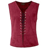 economico Gilet da uomo-Per uomo Gilet Panciotto Gilet in pelle scamosciata Prestazioni Feste Halloween Punk e gotico Rinascimento medievale Autunno Inverno Vintage ▾ Poliestere Elastene Cosplay Tinta unica Rosso bordeaux
