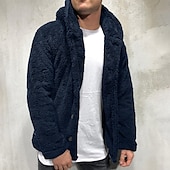 economico Giubbotti e cappotti da uomo-giacca con cappuccio da uomo 2021 fuzzy sherpa pile caldo casual solido moda semplice aperto davanti cardigan cappotto invernale plus size inverno sciolto capispalla grande e alto