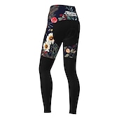 abordables Pantalons, shorts et jupes pour femmes-Femme Cuissard Long Collant Velo Vélo Pantalons Collants VTT Vélo tout terrain Vélo Route Des sports Graphic Botanique Floral Noël laid Chaud La peau 3 densités Respirable Séchage rapide Noir Rouge