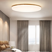 cheap Dimmable Ceiling Lights-26/38/48 cm LED Ceiling Light Nordic Wood Round Design Flush Mount Lights Nature Inspired 110-120V 220-240V