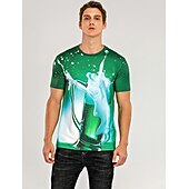 זול חולצות תלת-ממד-בגדי ריקוד גברים גראפי בירה חולצה חולצה קצרה שרוולים קצרים חולצה קצרה הדפסת תלת מימד צווארון עגול חולצה סגנון רחוב בסיסי יומי מועדונים צהוב אודם סגול קיץ ביגוד מידות גדולות S M L XL 2XL 3XL