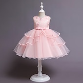 preiswerte Kleider für die Blumenmädchen-kinderkleidung Mädchen Blumenmädchen Kleid Kleid Pailletten Ärmellos Leistung Hochzeit Party Gitter Patchwork Süß Baumwolle Knielang Tüll-Kleid Sommer Frühling Herbst 4-12 Jahre Rosa Rote Blau