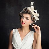 preiswerte Faszinator-Kentucky-Derby-Hut aus Tüll/Federn mit 1 Stück Kopfbedeckung für besondere Anlässe/Pferderennen/Damentag