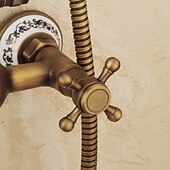 cheap Shower Faucets-Shower Faucet,Shower System/Rainfall Shower Head System Set Handshower Included pullout Rainfall Shower Vintage Style/Country Brass Mount Outside Ceramic Valve Bath Shower Mixer Taps