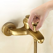 cheap Shower Faucets-Bathroom Shower Faucet Set, High Flow Vintage Style Wall Mounted Outside Antique Dual-Head Pull Out Shower Head with Handheld, Hot and Cold Water Switch Included