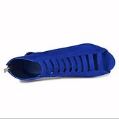 abordables Bottines-sandales à talons hauts à lanières bleues pour femmes - talons aiguilles à bout ouvert pour les fêtes et les occasions spéciales