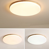 cheap Dimmable Ceiling Lights-26/38/48 cm LED Ceiling Light Nordic Wood Round Design Flush Mount Lights Nature Inspired 110-120V 220-240V