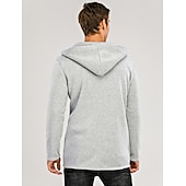 お買い得  カジュアルジャケット-男性用 フーディージャケット カジュアルジャケット デイリーウェア フード付き カジュアル ジャケット アウターウェア 平織り ブラック ホワイト ライトグレー