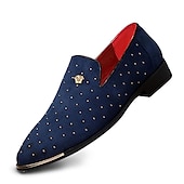 billiga Slip-ons och loafers till herrar-Herr Tofflor och Slip-Ons Finskor Plusstorlekar Drivskor Körande loafers Promenad Affär Klassisk Bröllop Dagligen Kontor &amp; Karriär Mocka Bär bevis Loafers Svart Blå Vår Höst