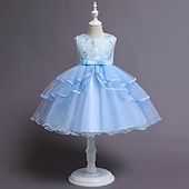 preiswerte Kleider für die Blumenmädchen-kinderkleidung Mädchen Blumenmädchen Kleid Kleid Pailletten Ärmellos Leistung Hochzeit Party Gitter Patchwork Süß Baumwolle Knielang Tüll-Kleid Sommer Frühling Herbst 4-12 Jahre Rosa Rote Blau