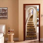 ieftine Autocolante Uși-Autocolante 3d Autocolante creative auto-adezive pentru uși Decorarea sufrageriei Autocolante de perete impermeabile pentru casa Autocolante de perete pentru dormitor living 77*200cm