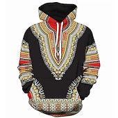 voordelige Patriottisch-Amerikaanse Indiaan Afrikaanse Dashiki Trui met capuchon Harajuku Grafisch Kawaii Voor Voor heren Dames Volwassenen Halloween 3D afdrukken Vakantie Halloween