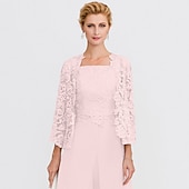 cheap Mother&#039;s Wraps-Mother&#039;s Wraps Bolero Coats / Jackets Elegant 3/4 Length Sleeve Floral Lace Wedding Guest Wraps With Lace For Fall Wedding Event Formal Party Spring &amp; Summer Only Wraps dress to impress 2025