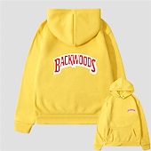 baratos Moletons masculinos com capuz-Homens Letra Moletom Moletons Moletom Manga Longa Moletom com capuz Com Capuz Legal Para Noite Scarlet antes e depois Grande vermelho antes de grande Inverno Designer