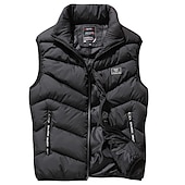 olcso Gilets-Férfi Puffer Vest Gilet Hegymászás Melegen tartani tömöríthető Légáteresztő Tél Ősz Tömör szín Fekete Rubin Sötétkék Szürke Pufferkabát