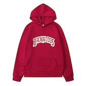 baratos Moletons masculinos com capuz-Homens Letra Moletom Moletons Moletom Manga Longa Moletom com capuz Com Capuz Legal Para Noite Scarlet antes e depois Grande vermelho antes de grande Inverno Designer