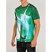 זול חולצות תלת-ממד-בגדי ריקוד גברים גראפי בירה חולצה חולצה קצרה שרוולים קצרים חולצה קצרה הדפסת תלת מימד צווארון עגול חולצה סגנון רחוב בסיסי יומי מועדונים צהוב אודם סגול קיץ ביגוד מידות גדולות S M L XL 2XL 3XL