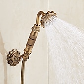 cheap Bathtub Faucets-Bathtub Faucet - Retro Antique Brass Wall Installation Ceramic Valve Bath Shower Mixer Taps / Country / Single Handle / Yes / Rain Shower / Handshower Included