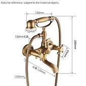 cheap Shower Faucets-Shower Faucet Set Brass with Bathtub Spout Shower System, 2 Knob Handle Telephone Style Heldhand Showerhand 1.5m Hose Wall Mounted Tap