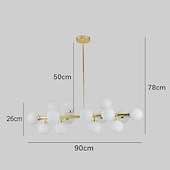 cheap Globe Design-16 Bulbs 90cm(35.4&quot;) LED Gold Pendant Light Metal Glass Sputnik Electroplated 3.9&quot; Lampshades Molecular Nordic Chandelier for Home Bedroom Kitchen
