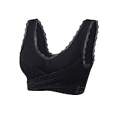 abordables Sostenes-Sujetadores deportivos de encaje de gran tamaño para mujer, sujetador sin aros con hebillas laterales cruzadas en la parte delantera, ropa deportiva para hacer yoga y hacer ejercicio en casa