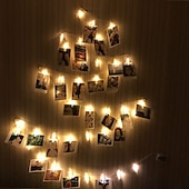cheap USB String Lights-Elegant Wedding &amp; Party Reception LED Photo Clip String Lights - 20 Clips, 2/3/5M, Waterproof for Bedroom, Dorm, Christmas, Battery Powered or USB