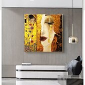 cheap Famous Paintings-Christmas World Famous Painting Series 100% Hand Painted High Quality Oil Painting on Canvas Golden Tears by Gustav Klimt Painting for Bedroom Decoration Gift