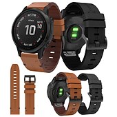 abordables Bracelets de montre Garmin-Bracelet de Montre  pour Garmin MARQ Descent G1 Fenix 7S Sapphire Solar / 6S Pro / 5S Plus Fenix 7 Sapphire Solar / 6 Pro / 5 Plus Forerunner 935 945 Vrai Cuir Remplacement Sangle 20mm 22mm 26mm