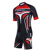 cheap Men&#039;s Clothing Sets-Men&#039;s Cycling Jersey with Bib Shorts Cycling Jersey with Shorts Short Sleeve Mountain Bike MTB Road Bike Cycling Black Red Blue Graphic Bike Clothing Suit 3D Pad Breathable Quick Dry Reflective