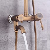 abordables Robinets de douche-robinet de douche, ensemble de système de douche - douchette incluse cascade extractible style vintage / pays montage en laiton antique à l&#039;extérieur vanne en céramique mitigeurs de bain douche