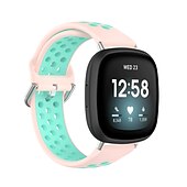 お買い得  Fitbitウォッチバンド-スマートウォッチバンド と互換性があります Fitbit Versa 4 Sense 2 Versa 3 Sense 合金 シリコーン スマートウォッチ ストラップ 弾性ある 調整可 ステンレス鋼のバックル スポーツバンド 置換 リストバンド