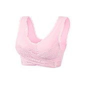 abordables Sostenes-Sujetadores deportivos de encaje de gran tamaño para mujer, sujetador sin aros con hebillas laterales cruzadas en la parte delantera, ropa deportiva para hacer yoga y hacer ejercicio en casa