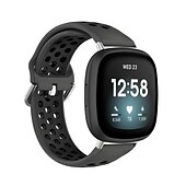 お買い得  Fitbitウォッチバンド-スマートウォッチバンド と互換性があります Fitbit Versa 4 Sense 2 Versa 3 Sense 合金 シリコーン スマートウォッチ ストラップ 弾性ある 調整可 ステンレス鋼のバックル スポーツバンド 置換 リストバンド