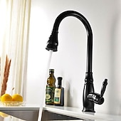 preiswerte Mit ausziehbarer Brause-Küchenspülen-Mischbatterie mit ausziehbarem Sprüher, Hochlichtbogen-Messing, Silber / Kaffee, Einhand-Einloch, ölgeriebene Bronze, herunterziehbare hohe Küchenarmaturen mit Warm- und Kaltwasserschlauch