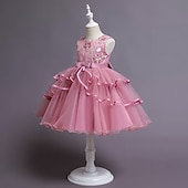preiswerte Kleider für die Blumenmädchen-kinderkleidung Mädchen Blumenmädchen Kleid Kleid Pailletten Ärmellos Leistung Hochzeit Party Gitter Patchwork Süß Baumwolle Knielang Tüll-Kleid Sommer Frühling Herbst 4-12 Jahre Rosa Rote Blau