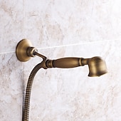 cheap Shower Faucets-Shower Faucet Set Handshower Included Vintage Style/Country Brass Mount Outside Ceramic Valve Bath Shower Mixer Taps/Single Handle/Yes/Single Handle Three Holes