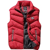 olcso Gilets-Férfi Puffer Vest Gilet Hegymászás Melegen tartani tömöríthető Légáteresztő Tél Ősz Tömör szín Fekete Rubin Sötétkék Szürke Pufferkabát