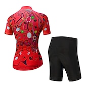 abordables Conjuntos de Ropa de Mujer-Mujer Maillot de Ciclismo con Culotte Manga Corta MTB Bicicleta Montaña Ciclismo Carretera Verano Primavera Otoño Amarillo Rosa Rojo Rayas Estampado Flores Botánica Flor Gracioso Bicicleta Filtro