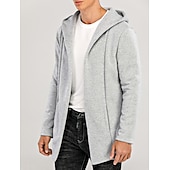 お買い得  カジュアルジャケット-男性用 フーディージャケット カジュアルジャケット デイリーウェア フード付き カジュアル ジャケット アウターウェア 平織り ブラック ホワイト ライトグレー