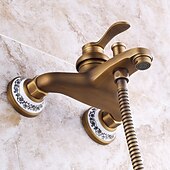 ieftine Robinete de Duș-robinet de duș / set de sistem de cap de duș cu efect de ploaie - duș de mână inclus extracție stil vintage / alamă antică de țară / montare galvanizată în exterior supapă ceramică baterii de duș